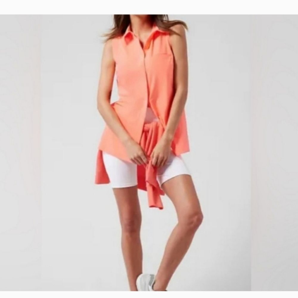 - Athleta Urbanite II Tank. Sleeveless & collared. Sunny coral color. Size…